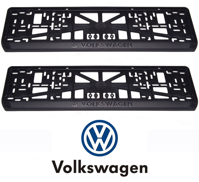 Рамки номерного знака Volkswagen, пластиковые, комплект: 2 рамки, 4 хромированных самореза