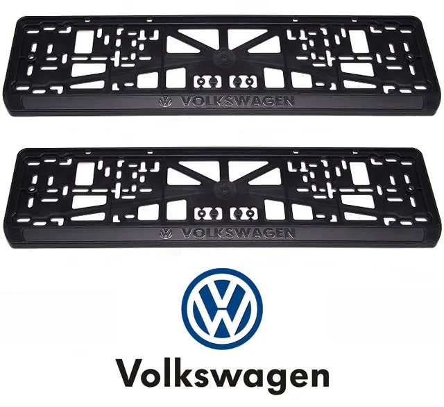 Рамки номерного знака Volkswagen, пластиковые, комплект: 2 рамки, 4 хромированных самореза