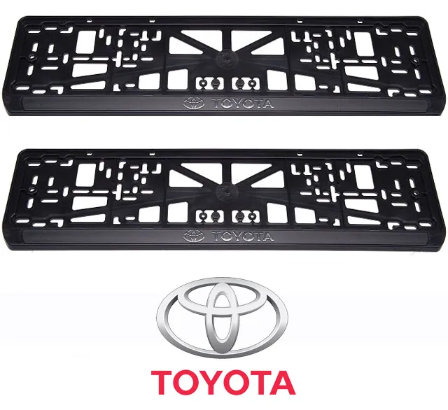 Рамки номерного знака Toyota, пластиковые, комплект: 2 рамки, 4 хромированных самореза