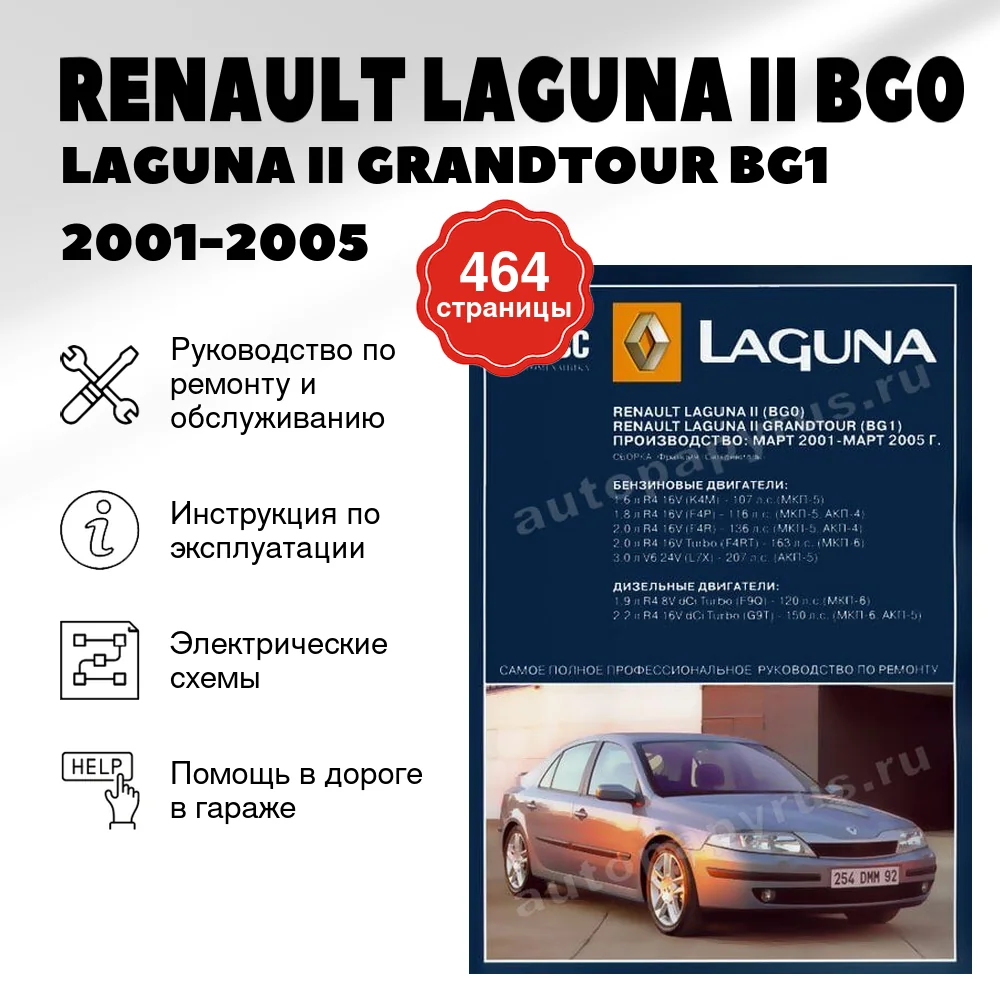 Книга: RENAULT LAGUNA II (BG0) / LAGUNA II GRANDTOUR (BG1) (б , д) 2001-2005 г.в., рем., экспл., то | Ротор