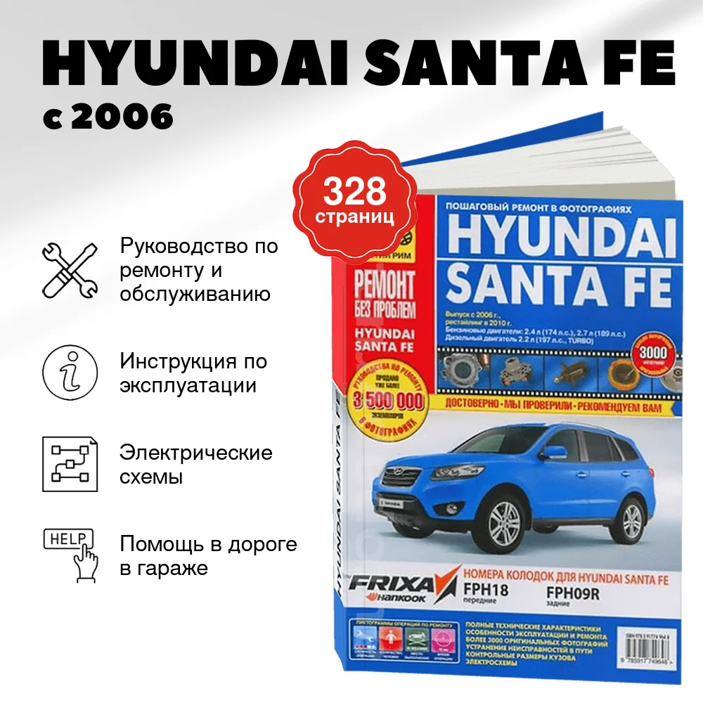 Книга: HYUNDAI SANTA FE (б , д) с 2006 + рест. с 2010 г.в., рем., экспл., то, ЦВЕТ. фото, сер. РБП | Третий Рим