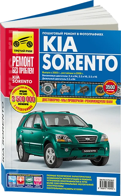 Книга: KIA SORENTO (б , д) с 2002 / 2006 г.в. рем., экспл., то, ЦВЕТ. фото., сер. РБП | Третий Рим