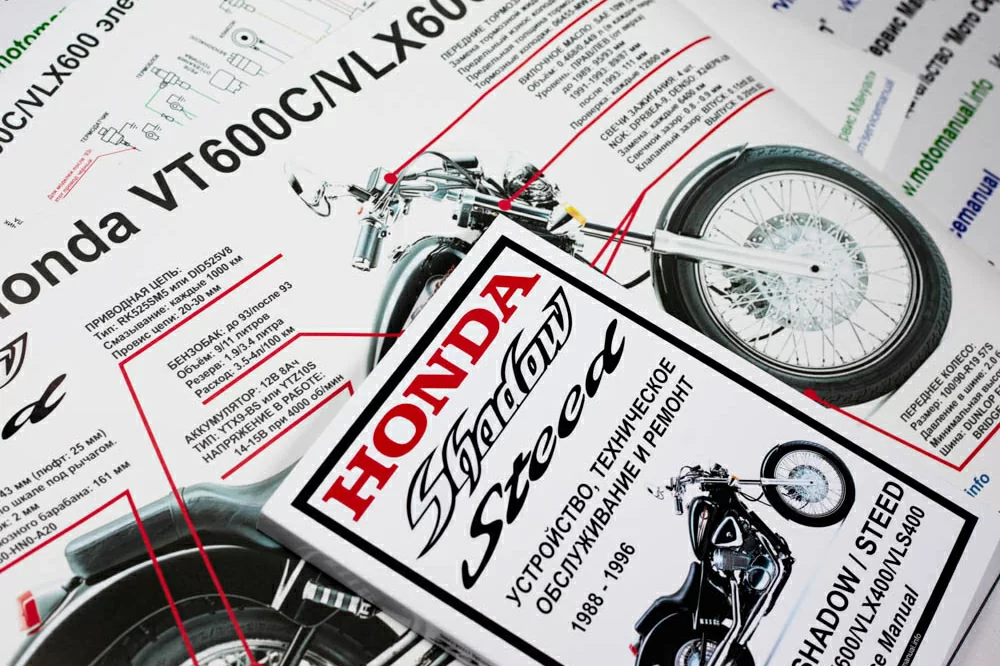 Honda VT600C/VLX600 Shadow/Steed: Руководство по эксплуатации, техническому обслуживанию и ремонту на русском языке. Мото Сервис Мануал
