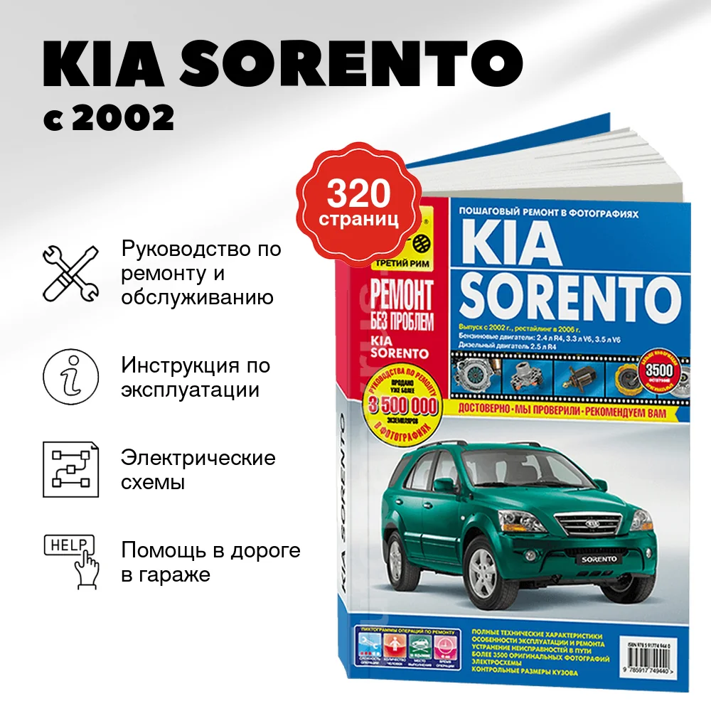 Книга: KIA SORENTO (б , д) с 2002 / 2006 г.в. рем., экспл., то, ЦВЕТ. фото., сер. РБП | Третий Рим