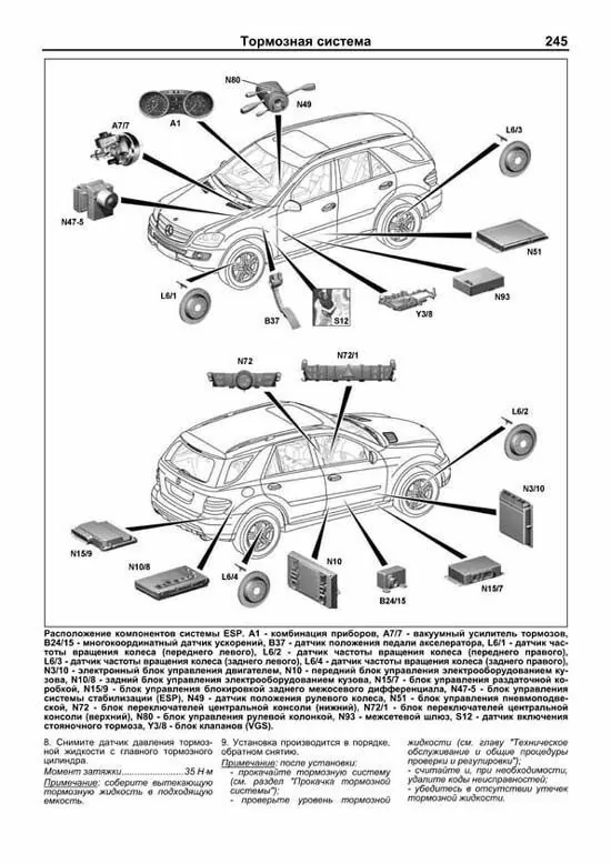 Комплект литературы по обслуживанию и ремонту Mercedes GL (X164) с 2005 года выпуска