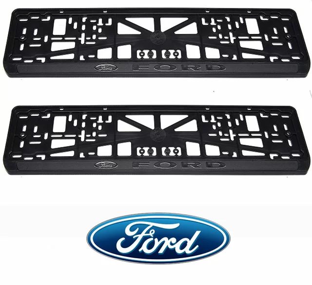 Рамки номерного знака Ford, пластиковые, комплект: 2 рамки, 4 хромированных самореза