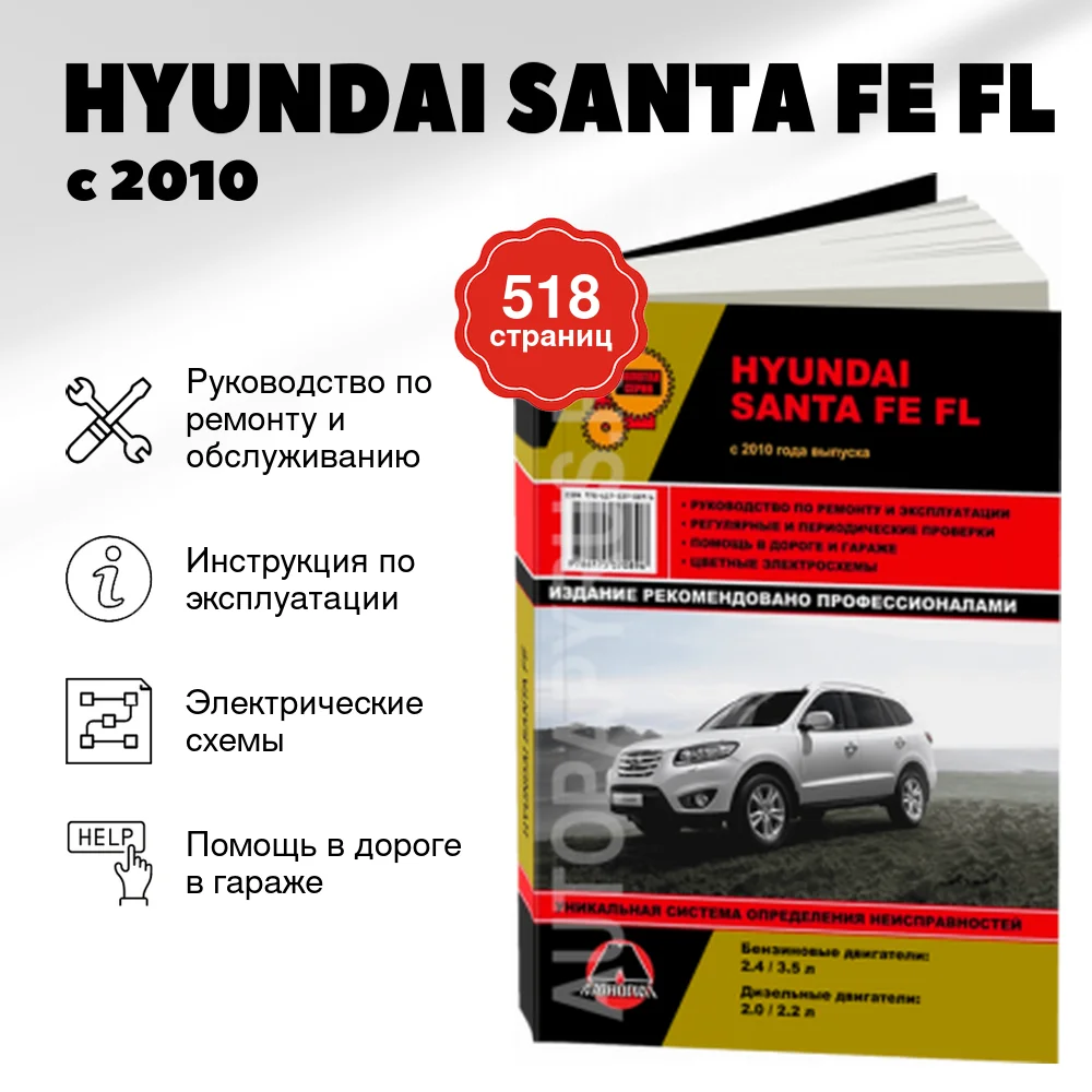 Книга: HYUNDAI SANTA FE FL (б , д) с 2010 г.в., рем., экспл., то, сер. ЗС | Монолит