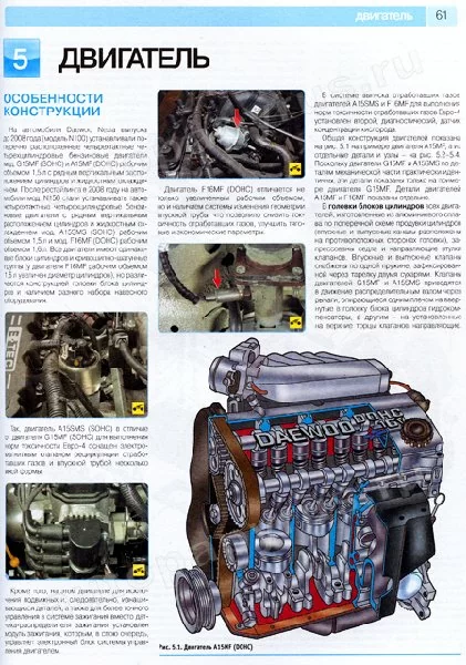 Комплект цветной литературы по ремонту и обслуживанию Daewoo Nexia всех поколений