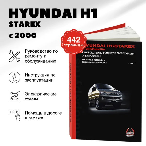 9 HYUNDAI H1 / STAREX / H200 / SATELLITE бензин / дизель с 2000 г.в. - подробное руководство по техническому обслуживанию и ремонту, инструкция по эксплуатации, электрические схемы | Монолит