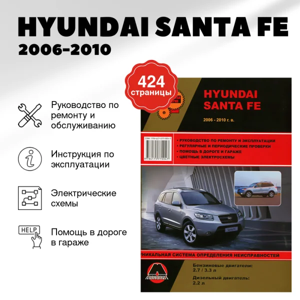 9 HYUNDAI SANTA FE  бензин / дизель 2006-2010 г.в. - подробное руководство по техническому обслуживанию и ремонту, инструкция по эксплуатации, электрические схемы | Монолит