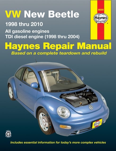VOLKSWAGEN NEW BEETLE бензин / дизель 1998-2010 г.в. - подробное руководство по техническому обслуживанию и ремонту, инструкция по эксплуатации, электрические схемы