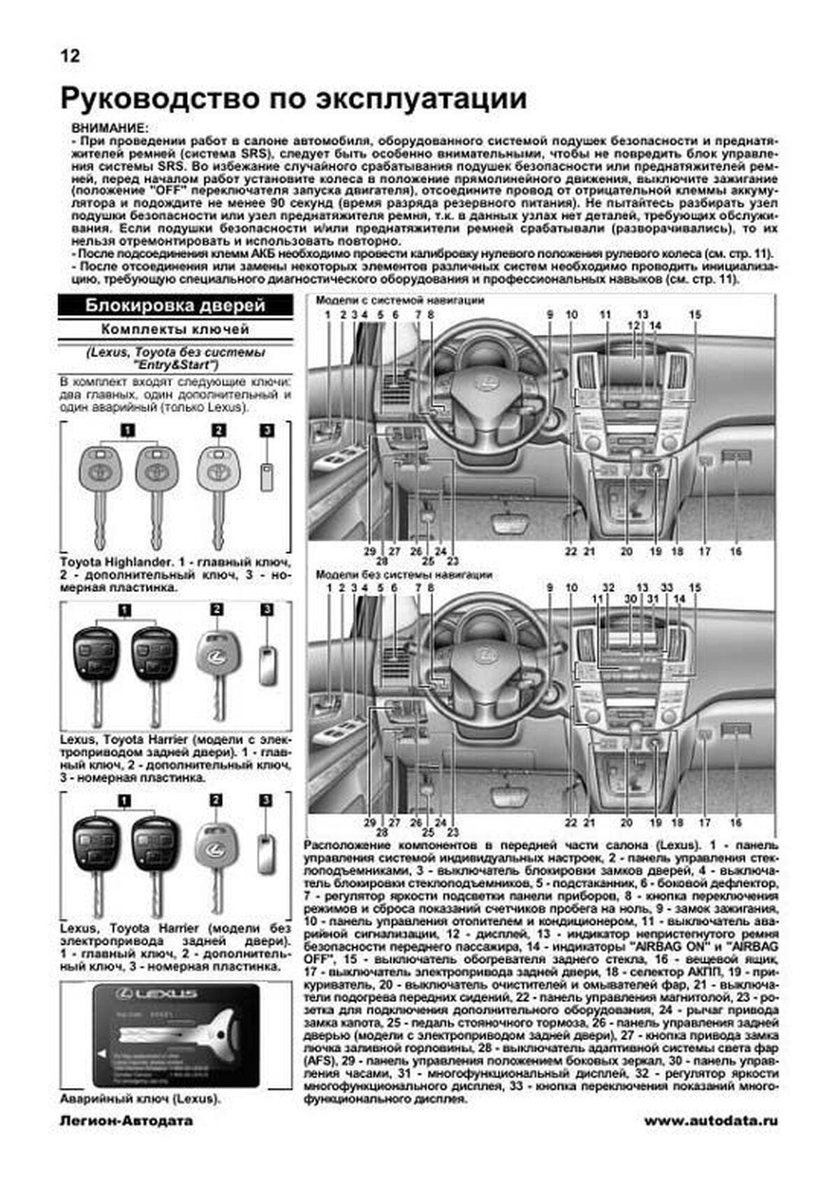 Книга: LEXUS RX350 с 2006 / TOYOTA HARRIER с 2006 / HIGHLANDER с 2007 / 2010 г.в. (б) рем., экспл., то, сер. АВТОЛ. | Легион-Aвтодата