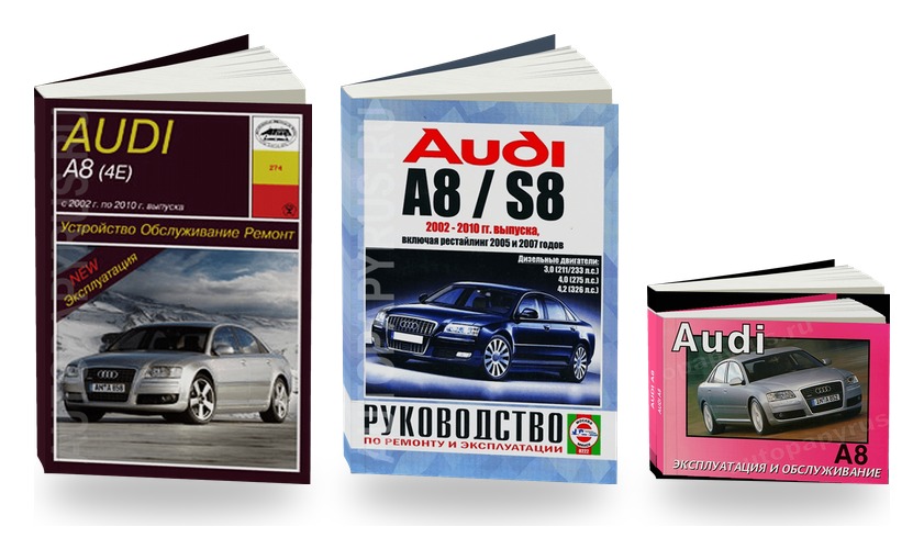 Комплект литературы по ремонту и обслуживанию Audi A8 2002-2010 года выпуска