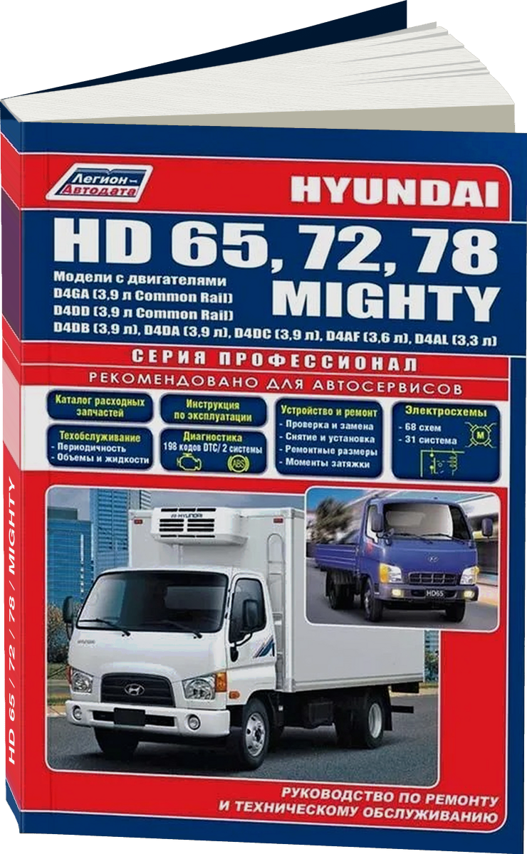 HYUNDAI HD 65 / 72 / 78 / MIGHTY дизель руководство по ремонту, электросхемы - инструкция по эксплуатации, руководство по техническому обслуживанию