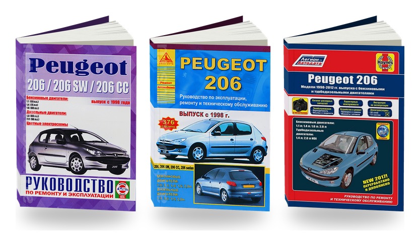 Комплект литературы по ремонту и обслуживанию Peugeot 206 / 206 SW / 206 CC с 1998