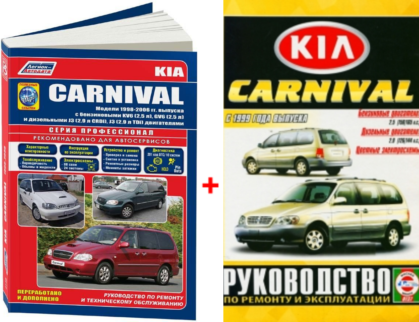 Комплект литературы по ремонту и обслуживанию Kia Carnival с 1998 года выпуска