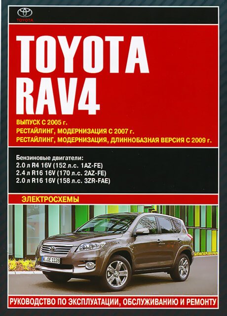TOYOTA RAV4 бензин с 2005 г.в. - подробное руководство по техническому обслуживанию и ремонту, инструкция по эксплуатации, электрические схемы