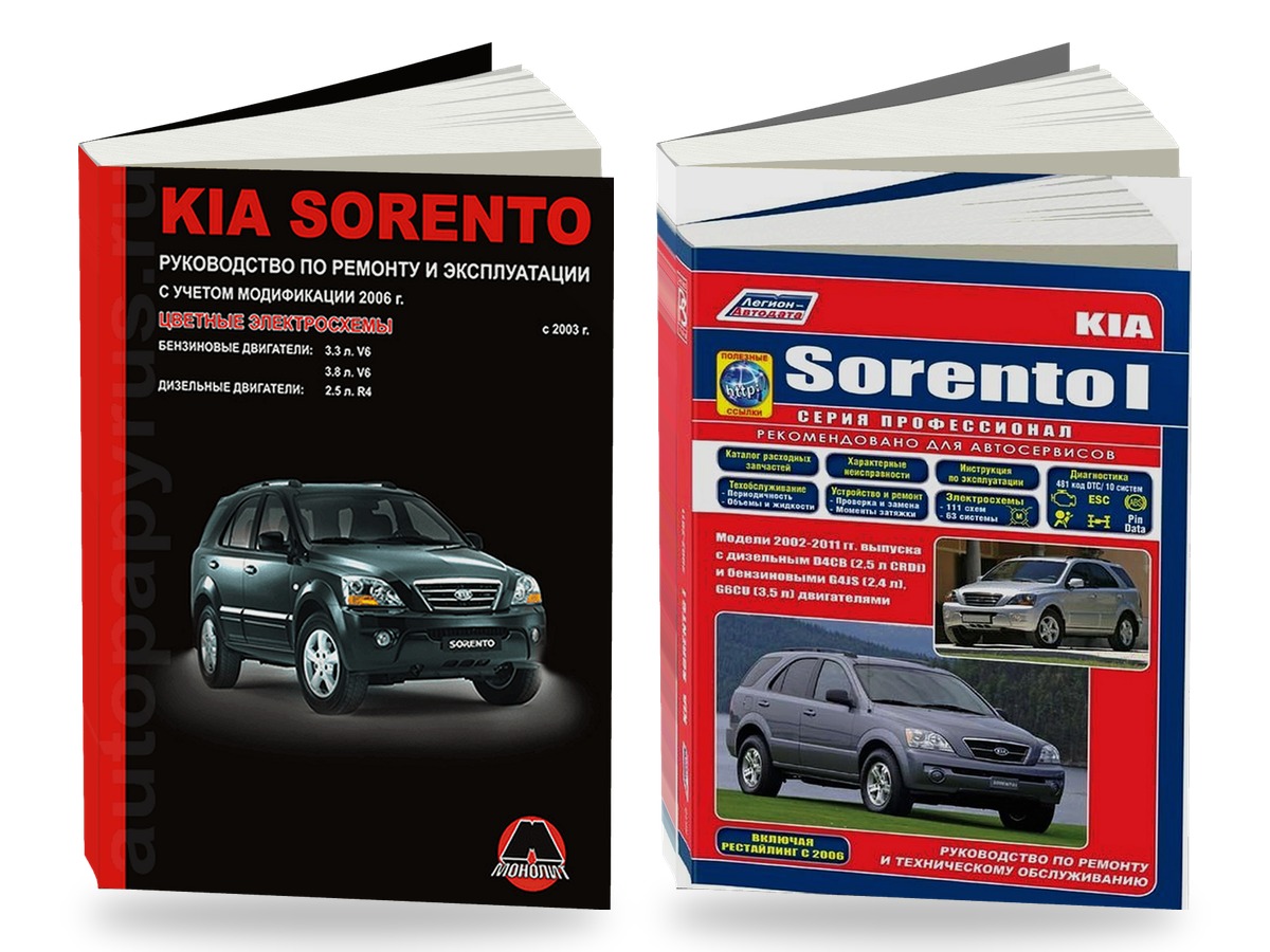 Комплект литературы по ремонту и обслуживанию Kia Sorento с 2003 года выпуска