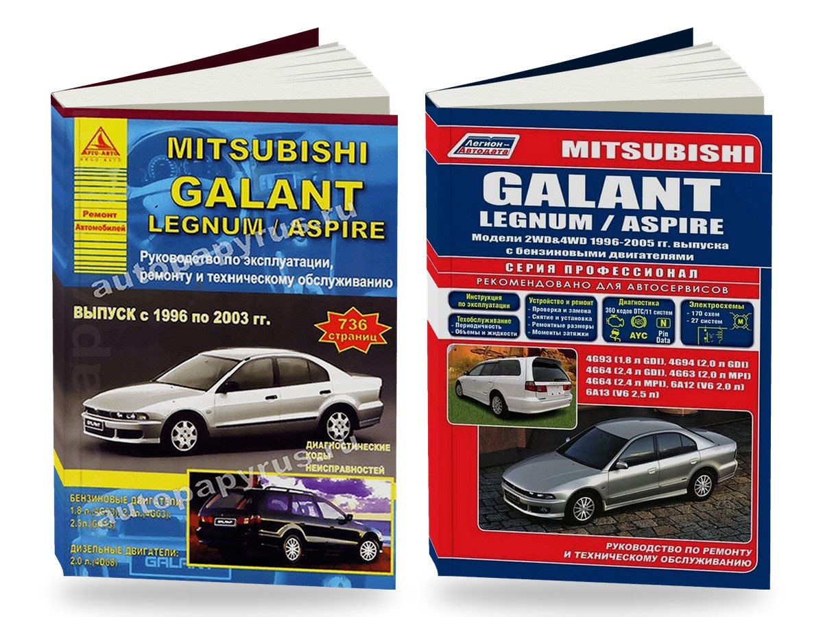 Комплект литературы по ремонту и обслуживанию Mitsubishi Galant с 1996 года выпуска
