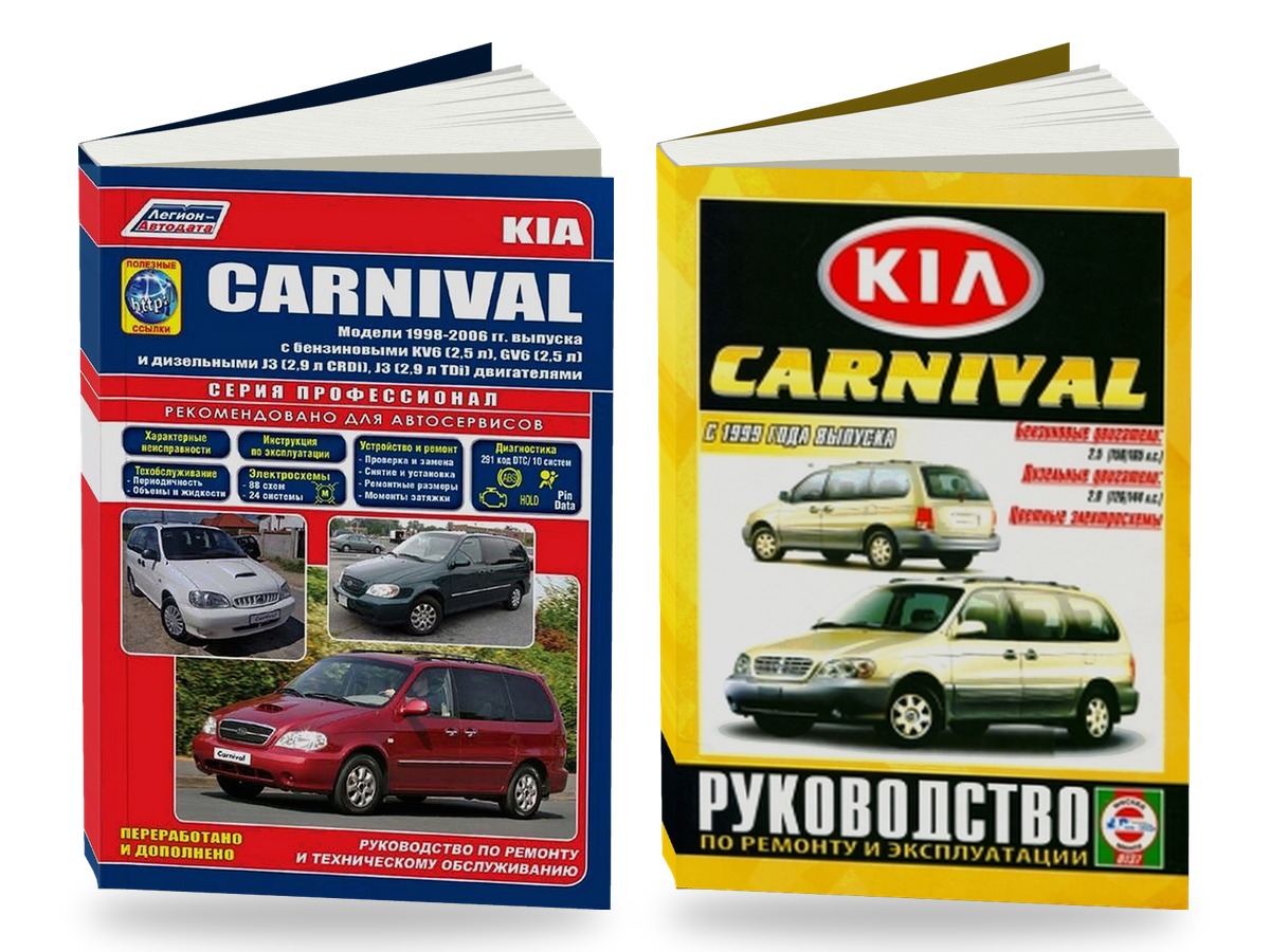 Комплект литературы по ремонту и обслуживанию Kia Carnival с 1998 года выпуска