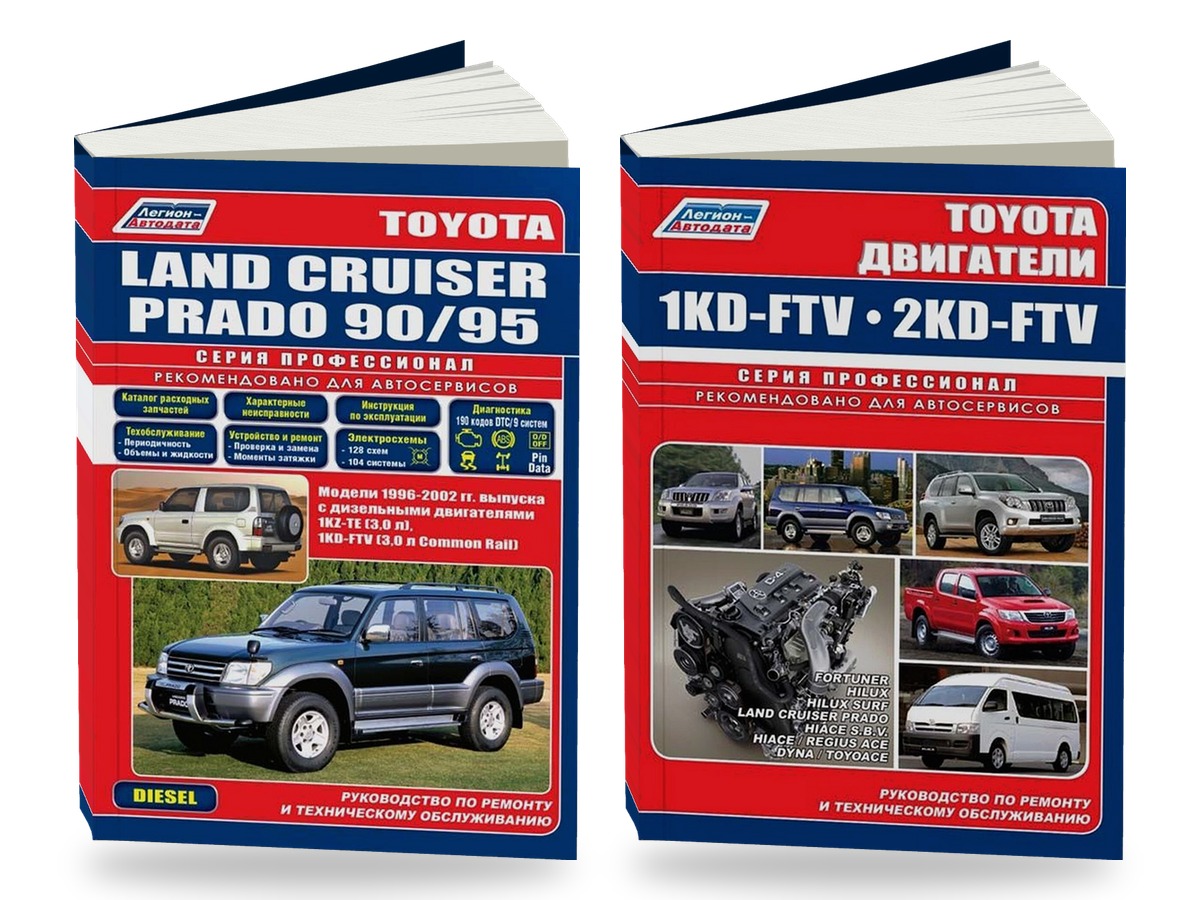 Комплект литературы по ремонту и обслуживанию Toyota Land Cruiser Prado 1996-2002 года выпуска