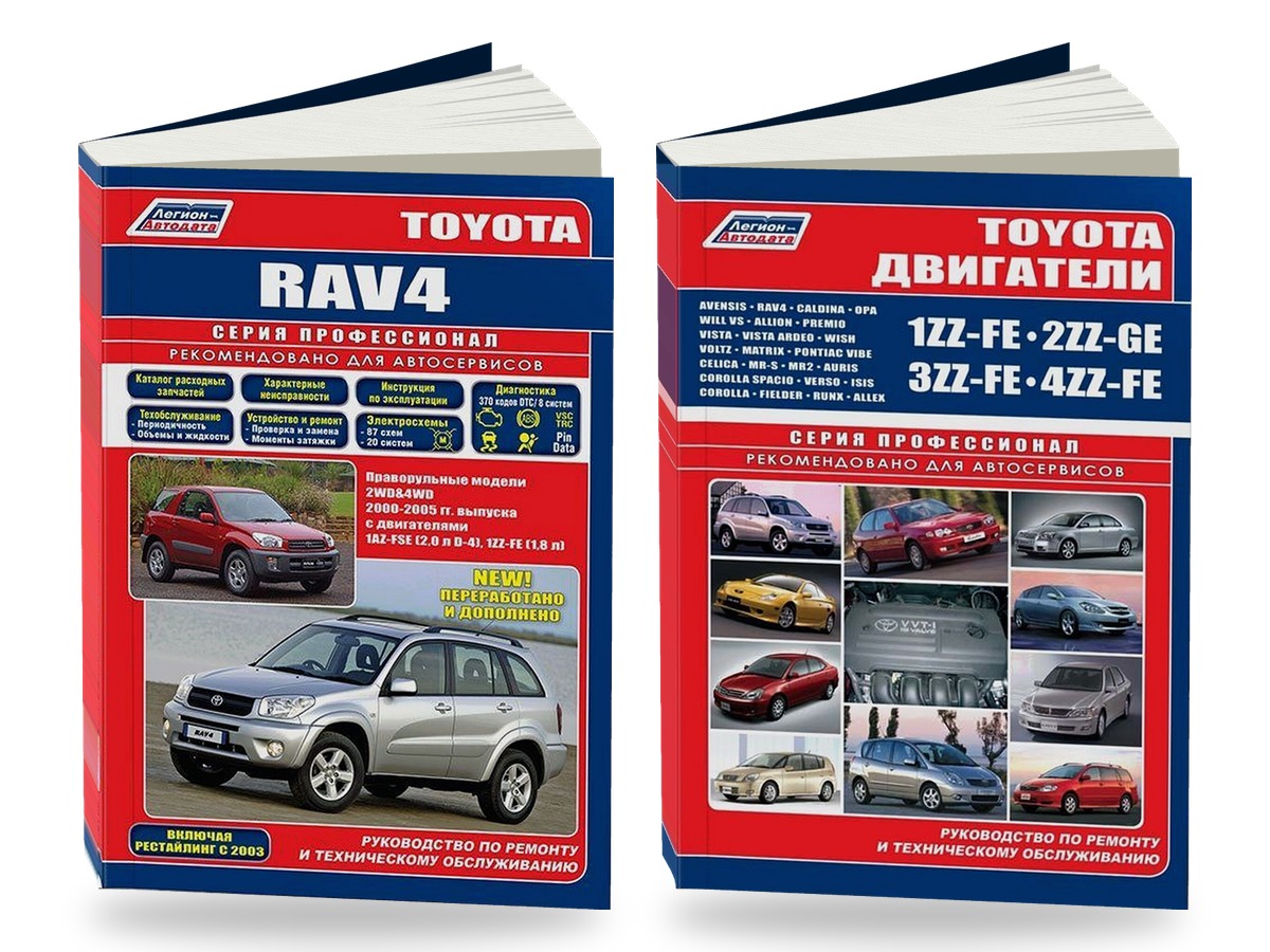 Комплект литературы по ремонту и обслуживанию Toyota RAV4 правый руль 2000-2005 года выпуска
