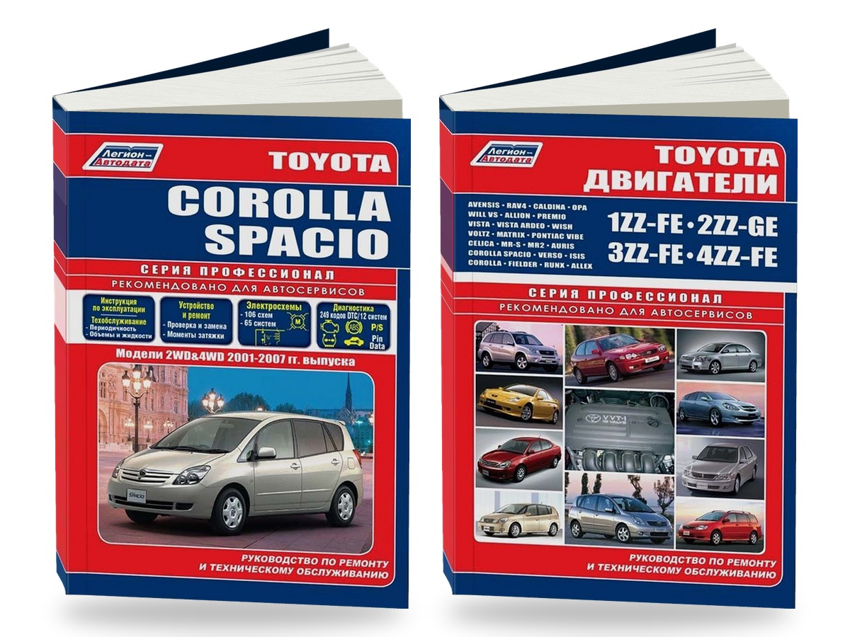 Комплект литературы по ремонту и обслуживанию Toyota Corolla Spacio с 2001 года выпуска