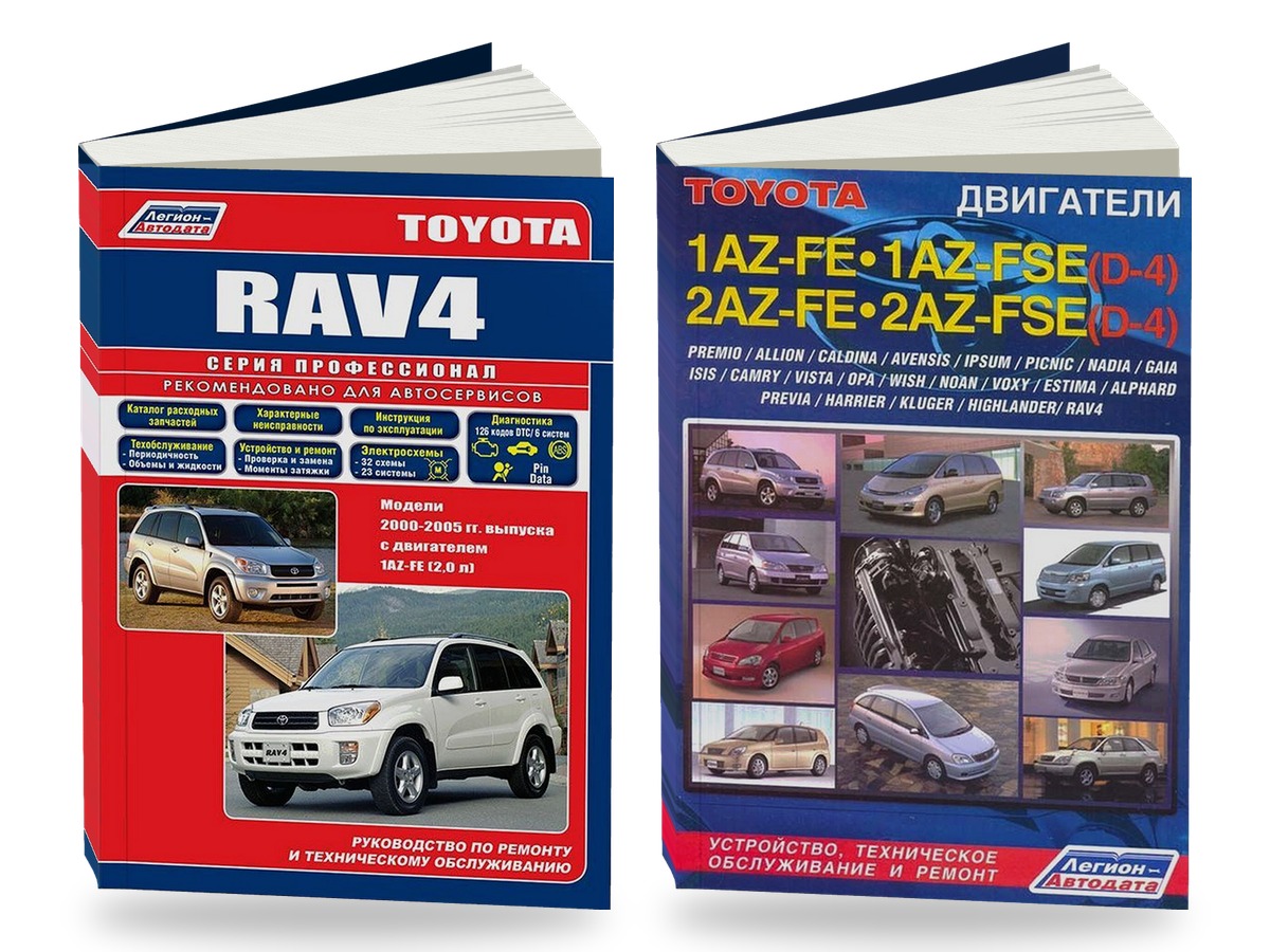 Комплект литературы по ремонту и обслуживанию Toyota RAV 4 левый руль 2000-2005 года выпуска
