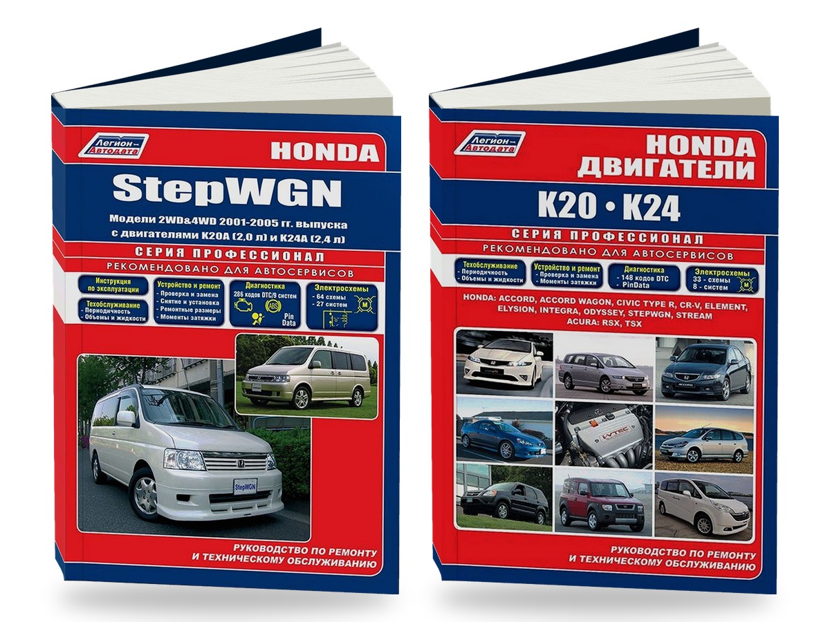 Комплект литературы по ремонту и обслуживанию Honda Stepwgn 2001-2005 года выпуска