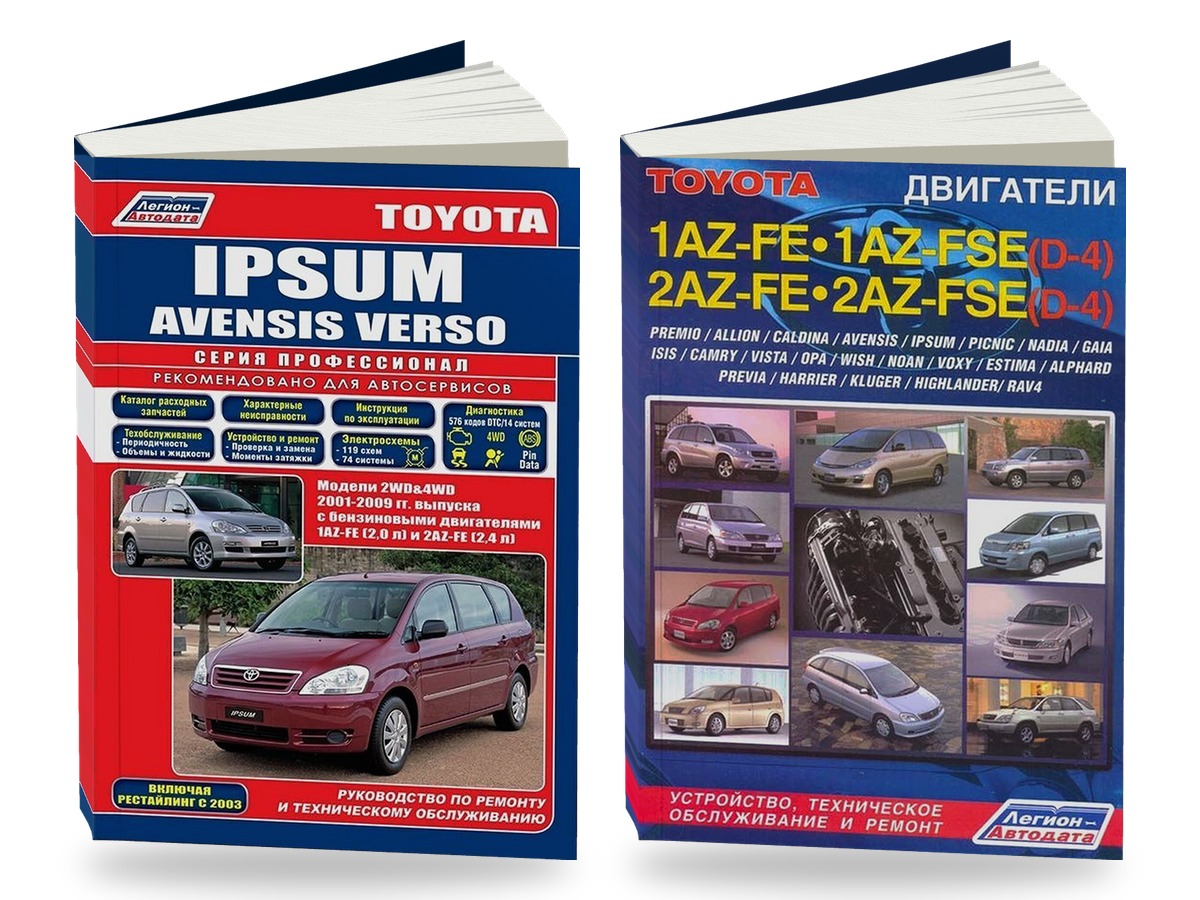 Комплект литературы по ремонту и обслуживанию Toyota Ipsum / Avensis Verso с 2001-2009 года выпуска