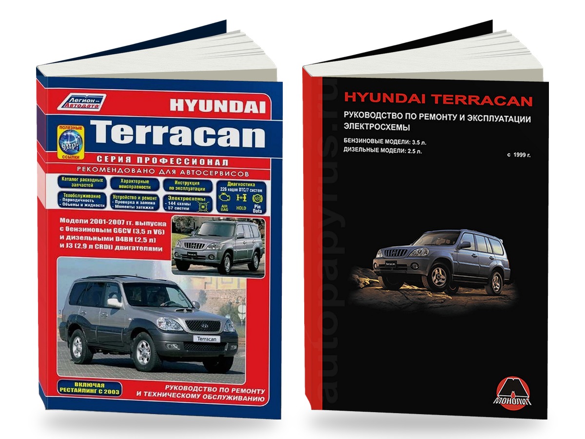 Комплект литературы по ремонту и обслуживанию Hyundai Terracan с 2001 года выпуска
