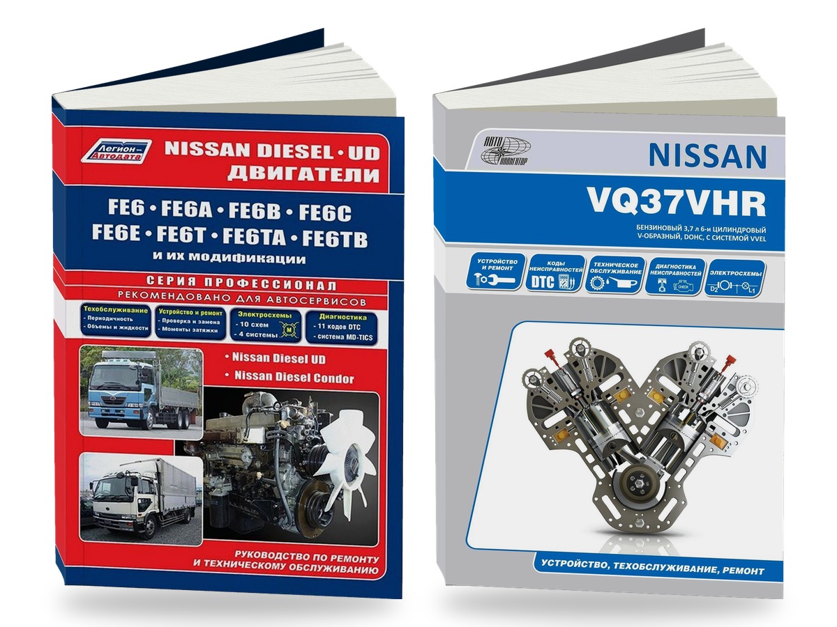 Комплект литературы по ремонту и обслуживанию Двигатели Nissan FE6 / FE6A FE6B FE6C / FE6E FE6T FE6TA FE6TB 1986-2007