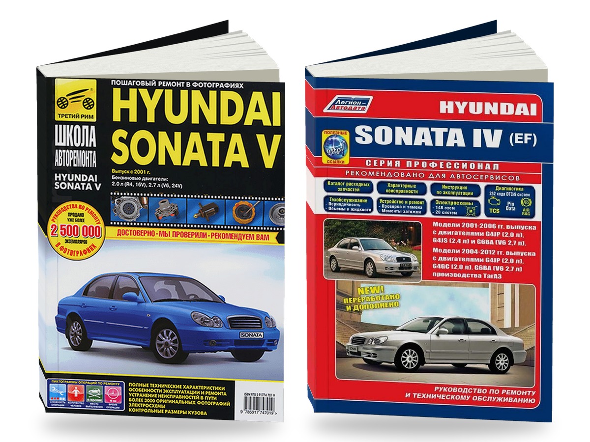 Комплект литературы по ремонту и обслуживанию Hyundai Sonata V с 2001 года выпуска