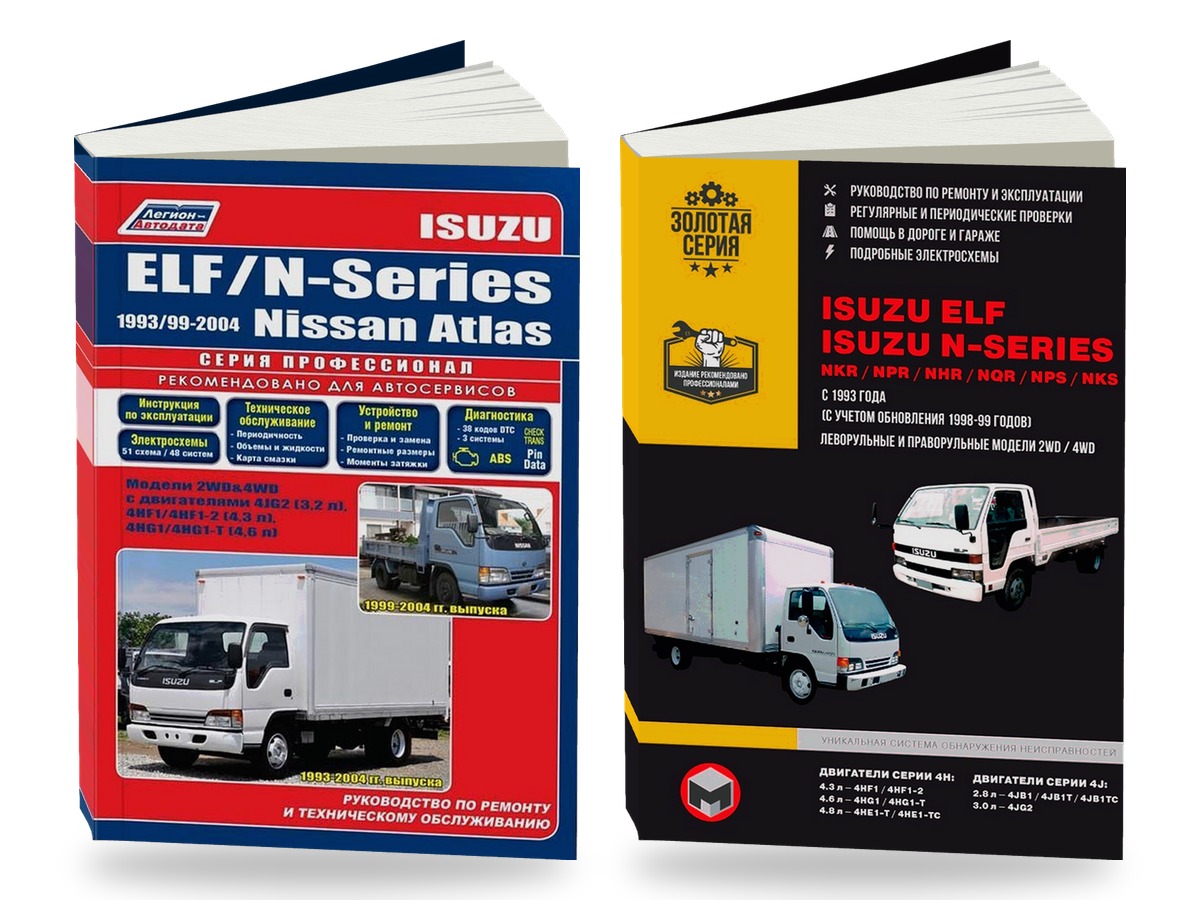 Комплект литературы по ремонту и обслуживанию Isuzu ELF / N-series 1993-2004 года выпуска Nissan Atlas 1999-2004 года выпуска