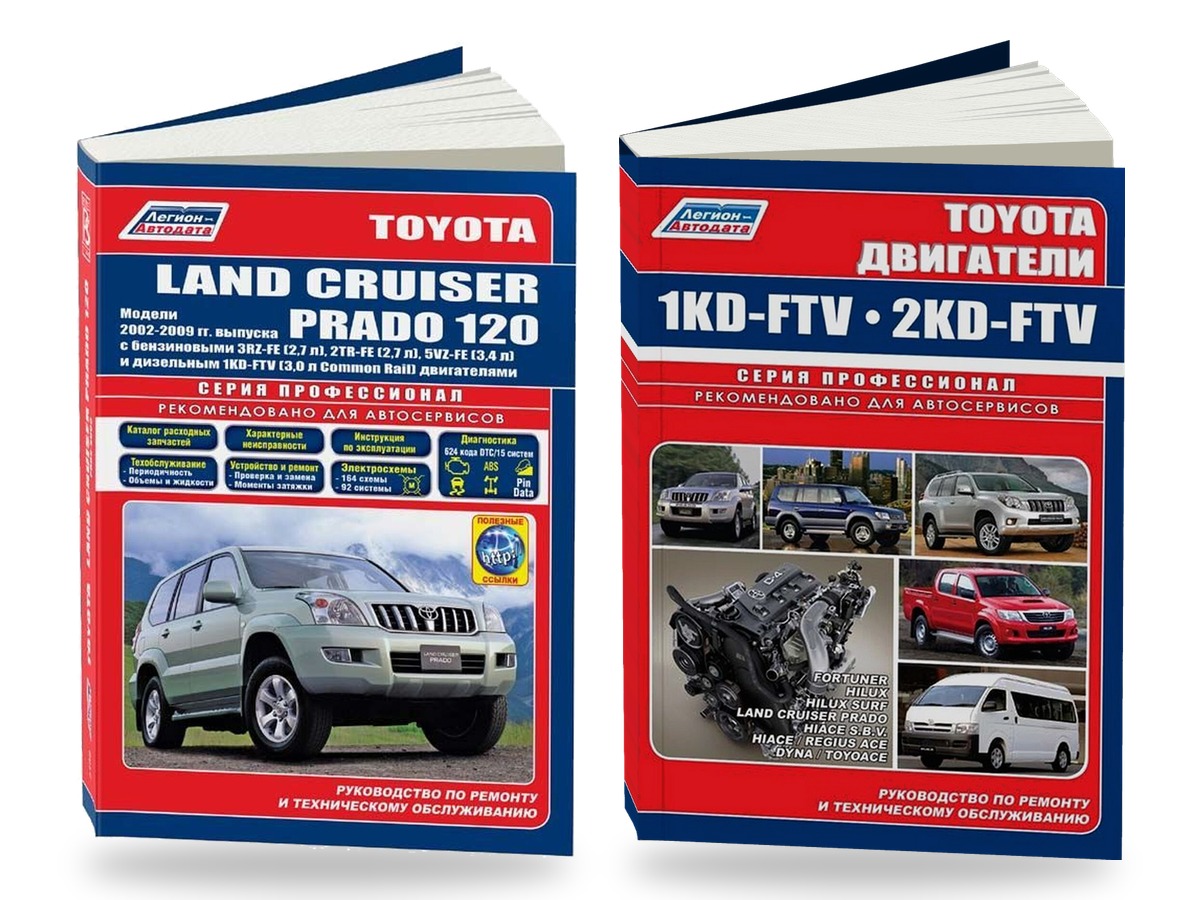 Комплект литературы по ремонту и обслуживанию Toyota Land Cruiser Prado 120 с 2002 двигатели 1KD-FTV / 2KD-FTV