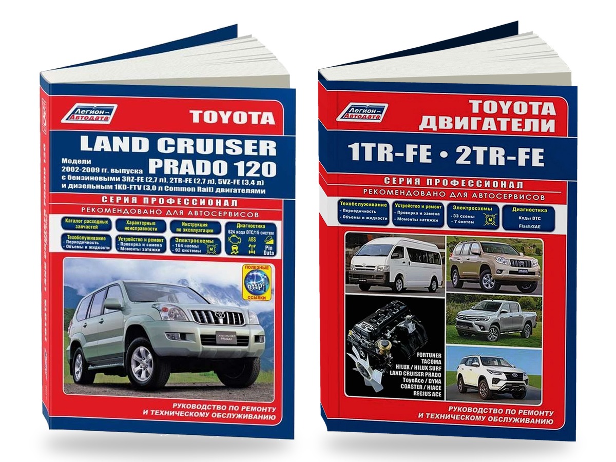 Комплект литературы по ремонту и обслуживанию Toyota Land Cruiser Prado 120 с 2002 двигатели 1TR-FE / 2TR-FE