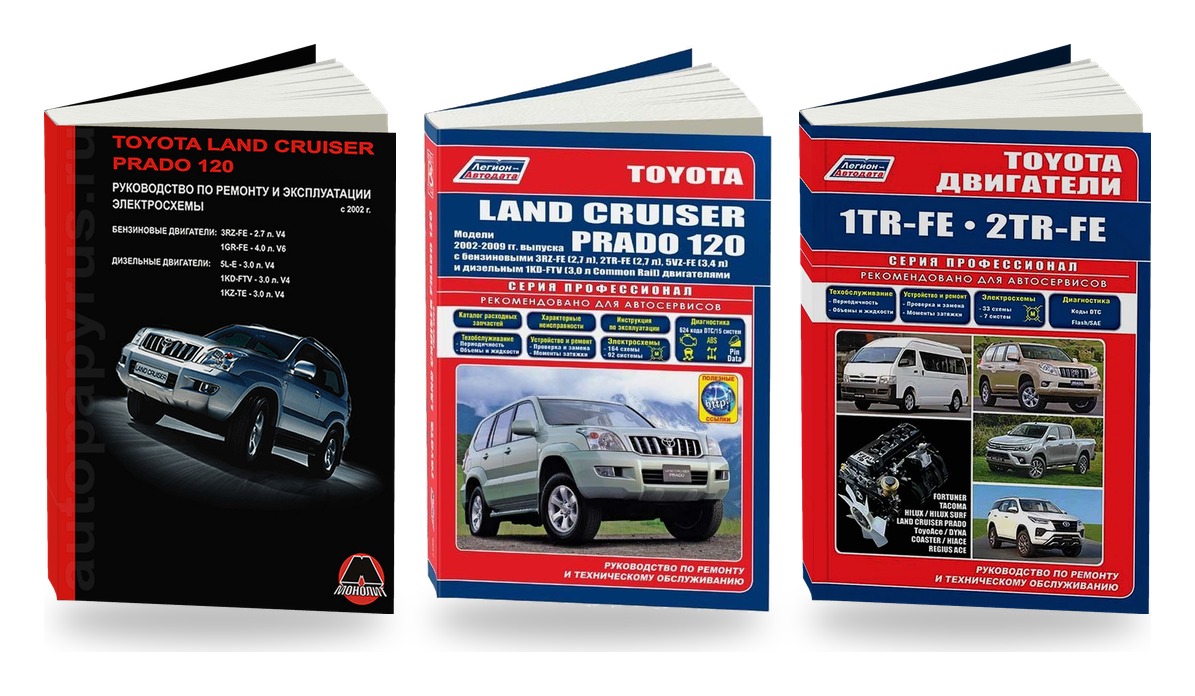 Комплект литературы по ремонту и обслуживанию Toyota Land Cruiser Prado 120 с 2002 двигатели 1TR-FE / 2TR-FE