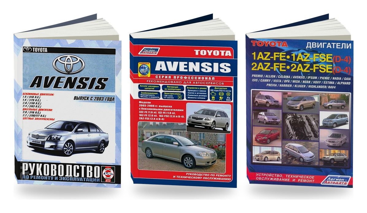 Комплект литературы по ремонту и обслуживанию Toyota Avensis с 2003 двигатели 1AZ-FE / 1AZ-FSE / 2AZ-FE / 2AZ-FSE