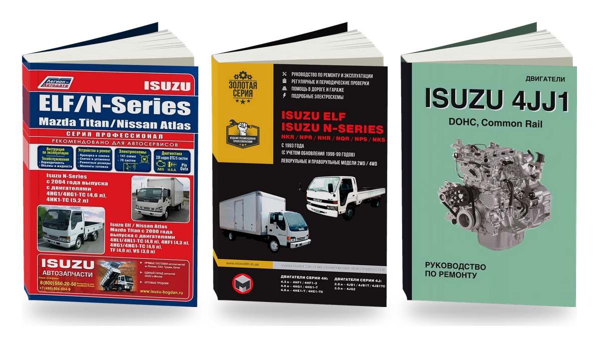 Комплект литературы по ремонту и обслуживанию Isuzu Elf / N-Series с 2000 двигатели Isuzu 4JJ1