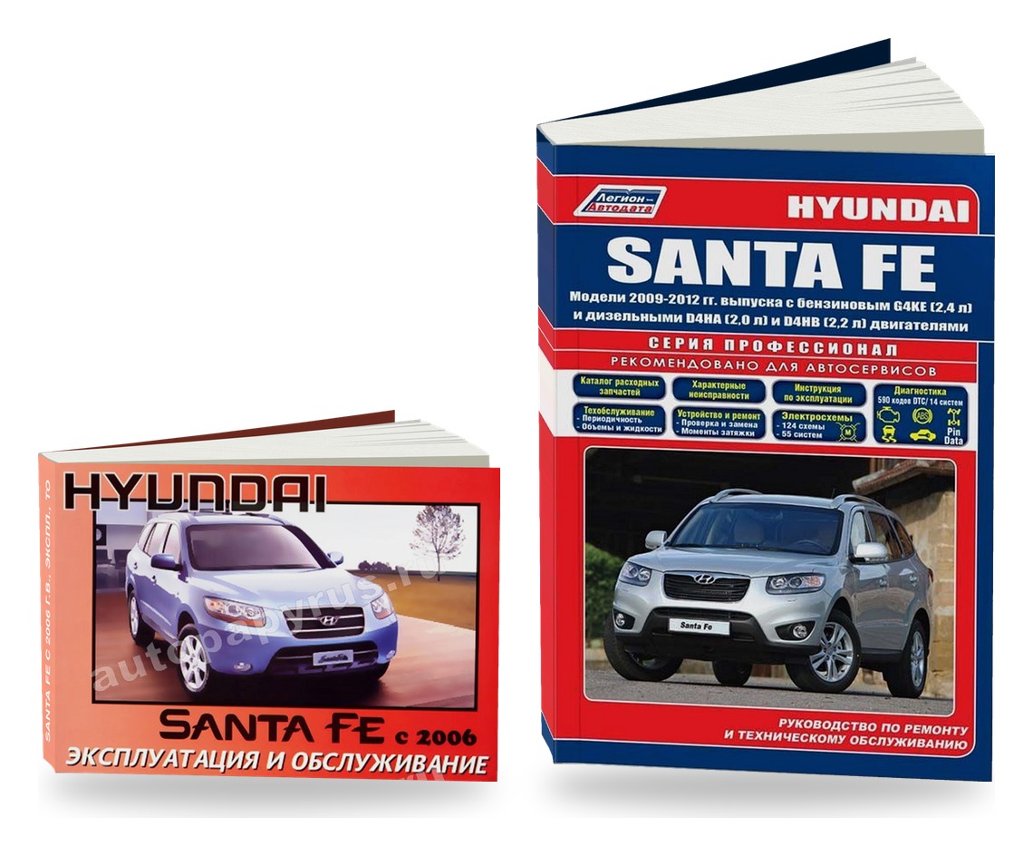 Комплект литературы по ремонту и обслуживанию Hyundai Santa Fe с 2006 по 2012 год